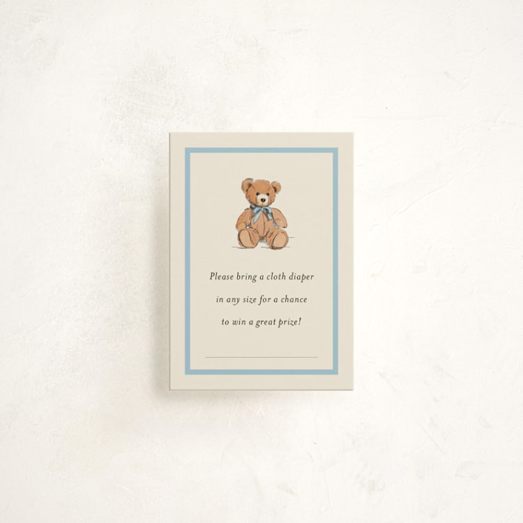 "Antique Teddy Bear" - Baby Shower Mini Insert Cards in Frost by Becky Nimoy - Front