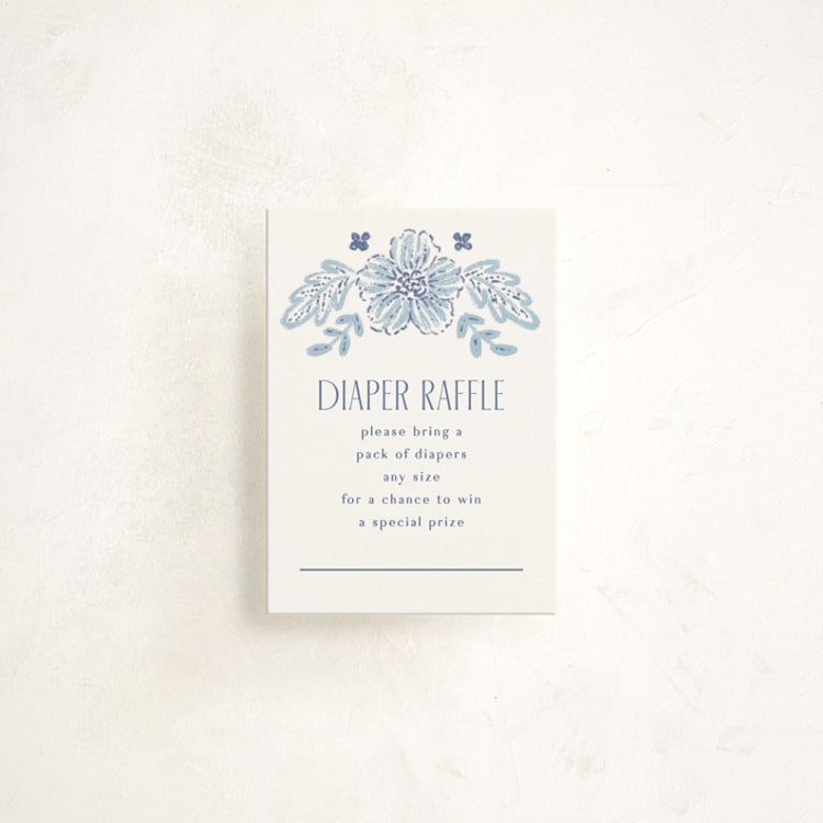 "Handkerchief" - Baby Shower Mini Insert Cards in Cornflower by Laura Hankins - Front
