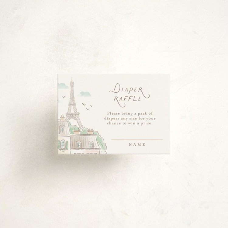 "A day in Paris" - Baby Shower Mini Insert Cards in Strawberry by Jennifer Wick - Front