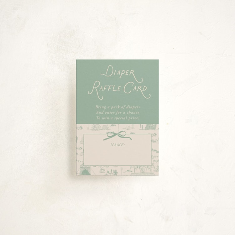 "Animal Circus Toile" - Baby Shower Mini Insert Cards in Pistachio by Kartika Paramita - Front