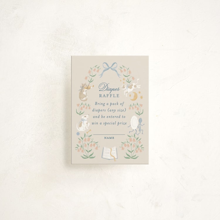 "Hey, diddle diddle" - Baby Shower Mini Insert Cards in Forget-me-not by Jamie Alexander - Front
