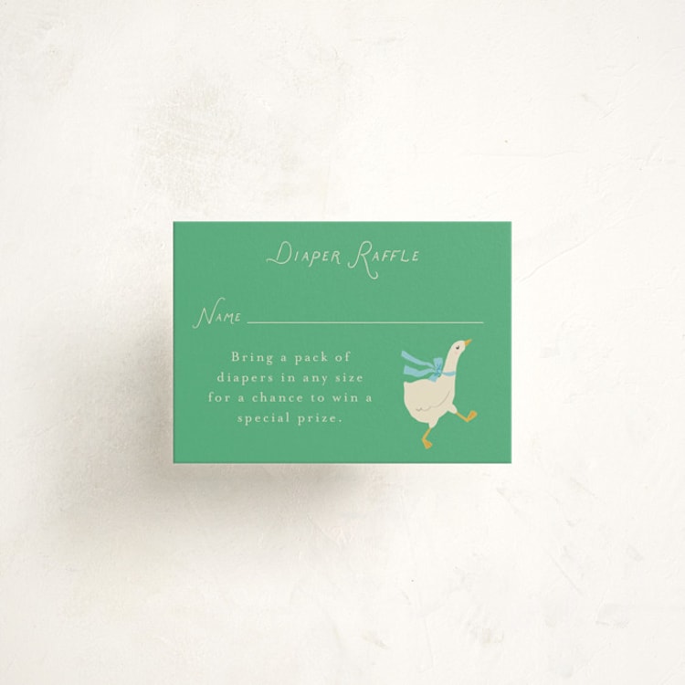 "Goose" - Baby Shower Mini Insert Cards in Sage by Lori Wemple - Front