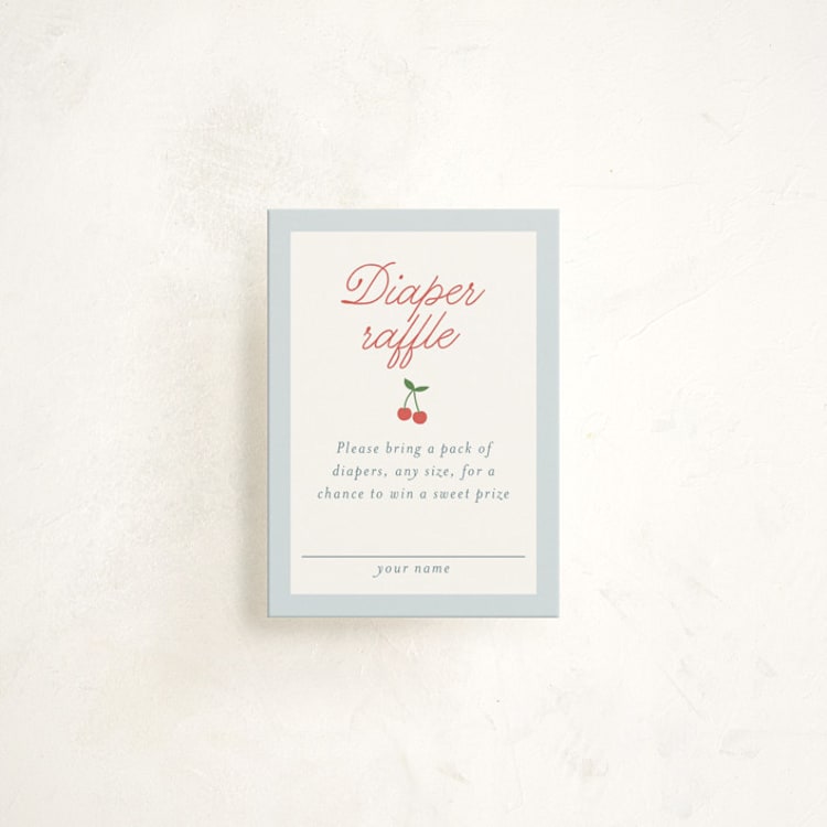 "Cherry Sweet Stripe" - Baby Shower Mini Insert Cards in Sky by Leia Matt - Front