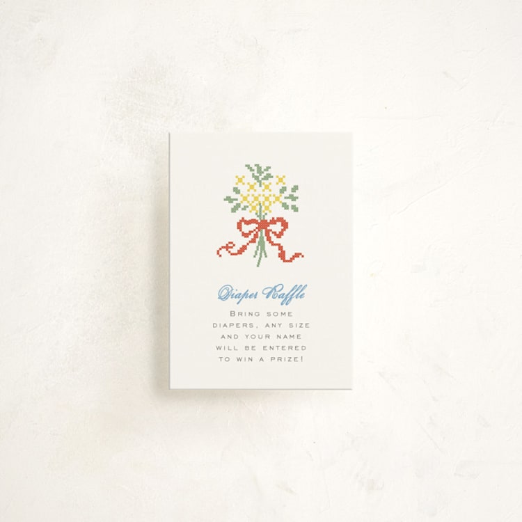 "Cross-Stitched Sampler" - Baby Shower Mini Insert Cards in Rainbow by Erin L. Wilson - Front