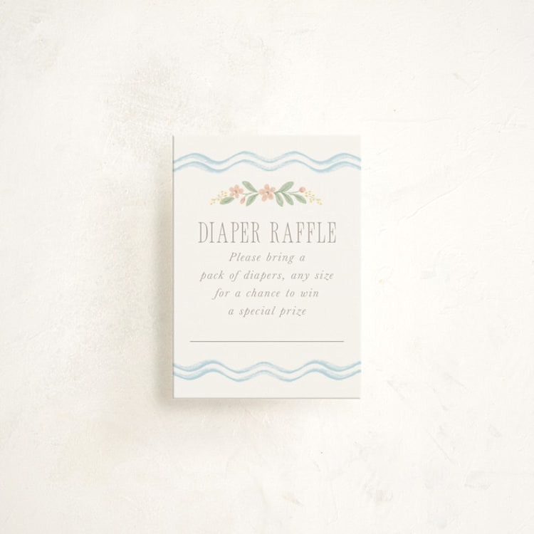 "Bunny Crest" - Baby Shower Mini Insert Cards in Cornflower by Laura Hankins - Front