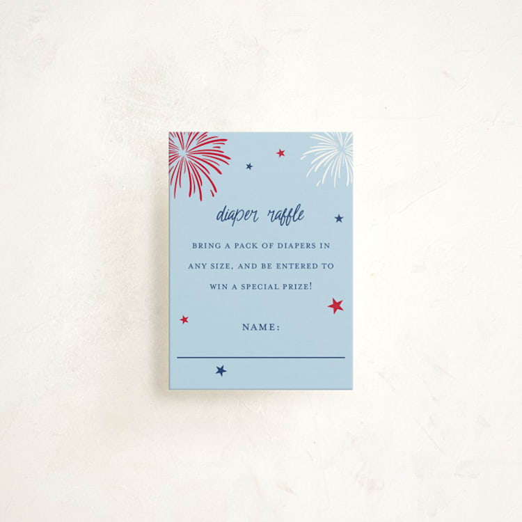 "Americana" - Baby Shower Mini Insert Cards in Navy by Ilene Guy - Front