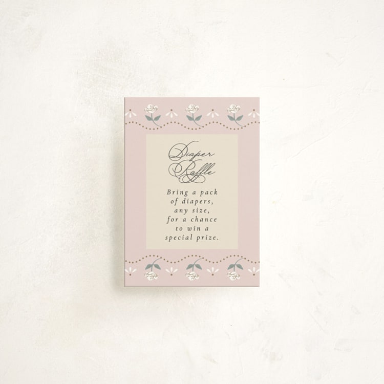 "Petal & Pram" - Baby Shower Mini Insert Cards in Antique Blush by Ana de Sousa - Front