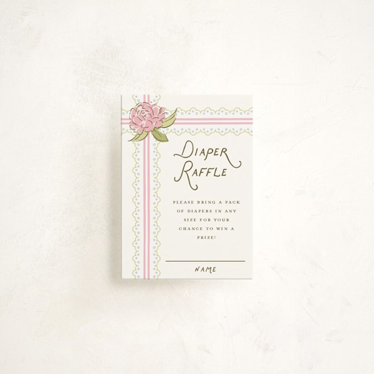 "Floral & Lace Baby Shower" - Baby Shower Mini Insert Cards in Peony by Holton Art and Design - Front
