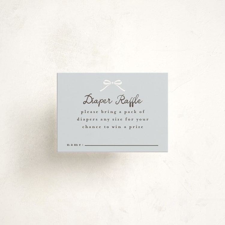 "Scallop & Little Bow" - Baby Shower Mini Insert Cards in Sky by Maria Alou - Front