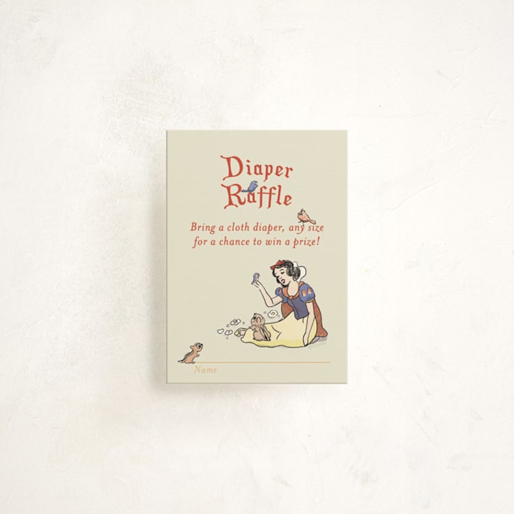 "Disney's Snow White Woodland" - Baby Shower Mini Insert Cards in Buttercream by Becky Nimoy - Front