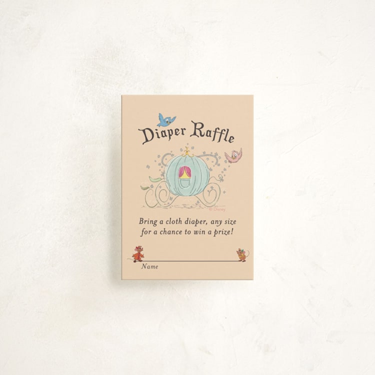 "Disney's Cinderella Pumpkin Patch" - Baby Shower Mini Insert Cards in Peach by Becky Nimoy - Front