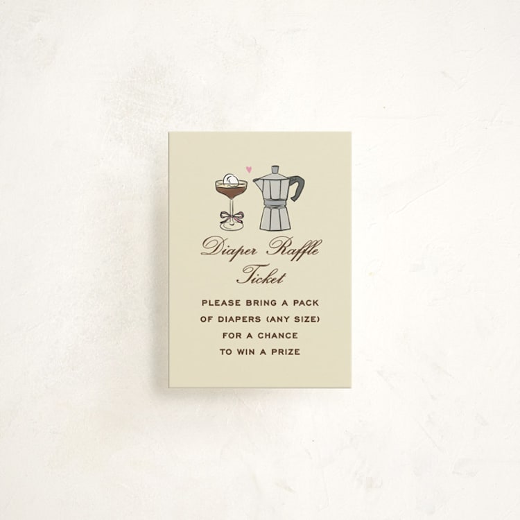 "Espresso" - Baby Shower Mini Insert Cards in Cream by Jennifer Lew - Front