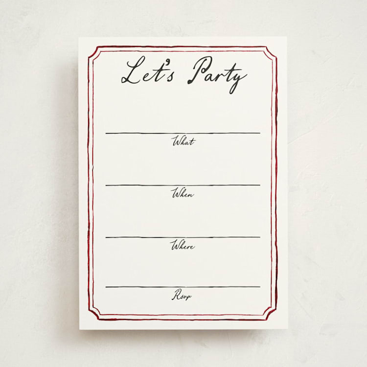 "Handwritten" - Fill-in Invitations in Wine by Cass Loh - Front