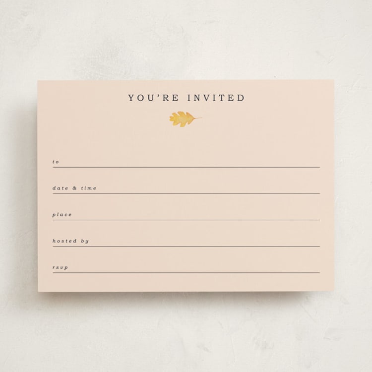 "Single Leaf" - Fill-in Invitations in Oat by Orasie - Front