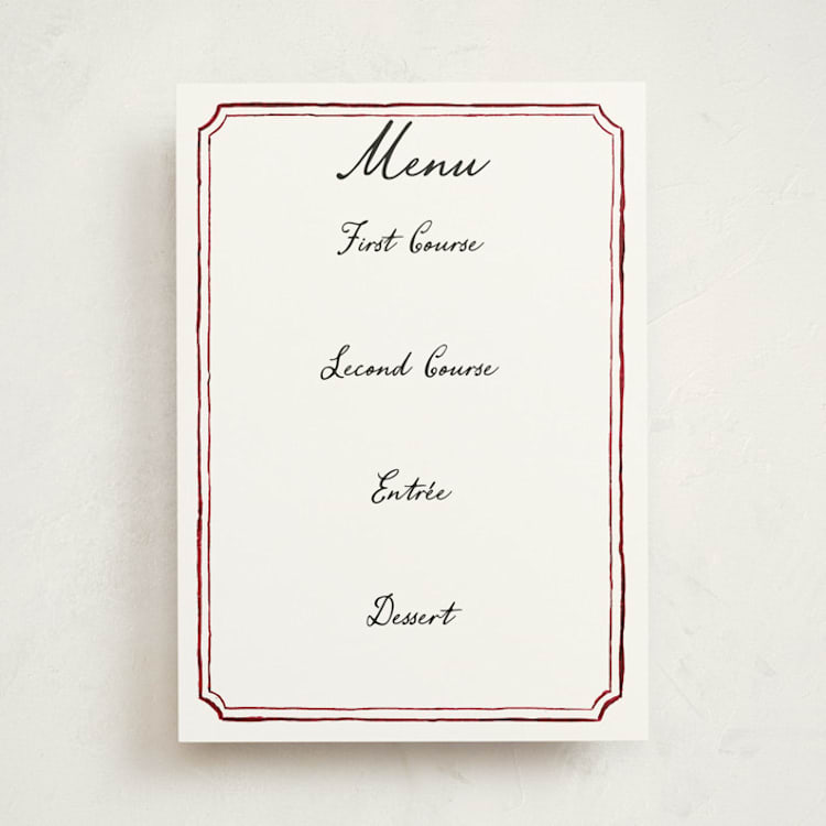 "Handwritten" - Fill-in Menus in Wine by Cass Loh - Front
