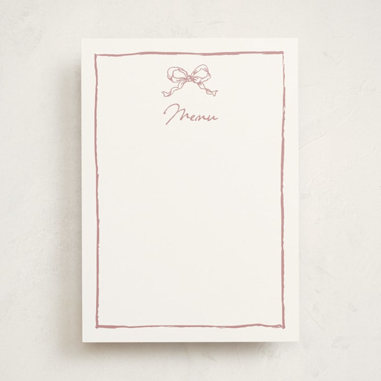 "ribbon bow drawing" - Fill-in Menus in Dusty Pink by Cass Loh - Front