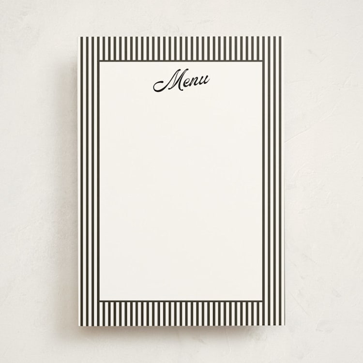 "Vintage Hotel" - Fill-in Menus in Raven by Morgan Kendall - Front