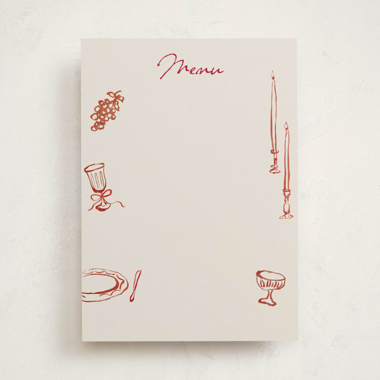 "tablescape drawing" - Fill-in Menus in Wine by Cass Loh - Front