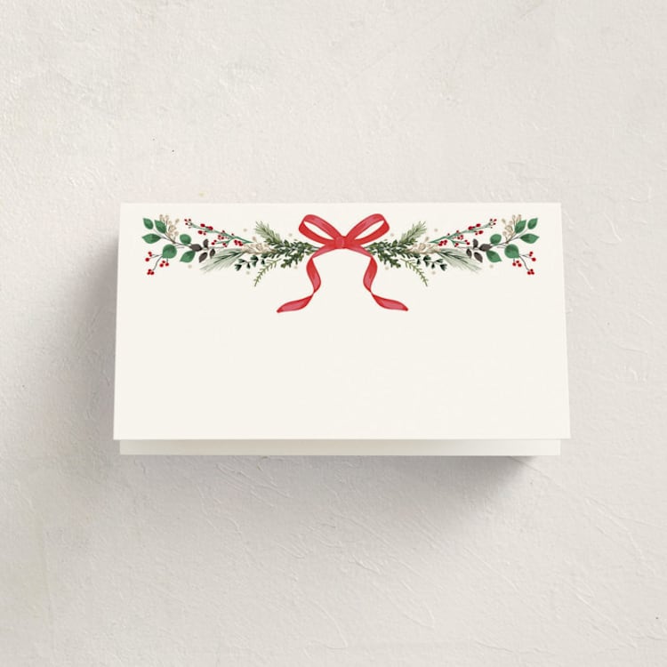 "Festive Vine" - Fill-in Place Cards in Crimson by Susan Moyal - Blank Front