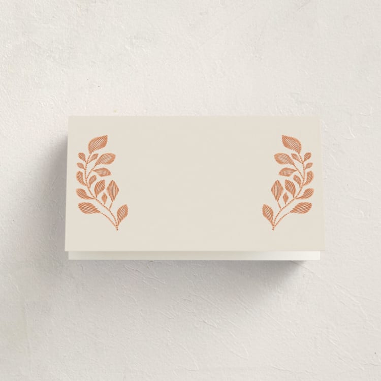 "Embroidered" - Fill-in Place Cards in Peach Fuzz by Jen Owens - Blank Front