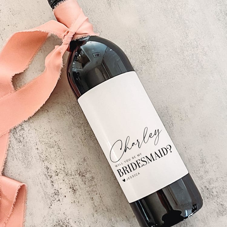 "Personalized Bridesmaid Gift Wine Label" - Bottle Labels in white by The Pretty Little Mess