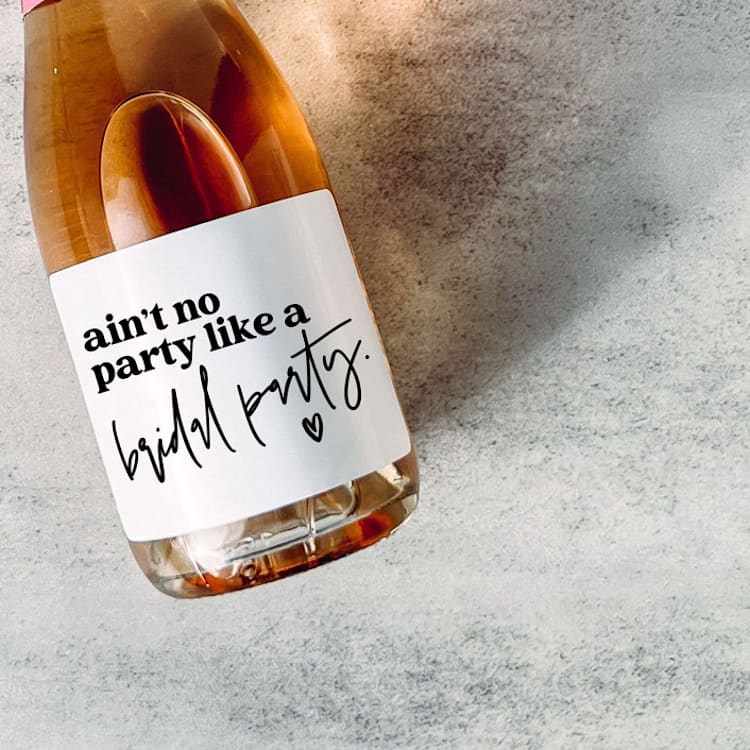 "Bridesmaid Gift Champagne Label | Ain't No Party Like a Bridal Party" - Bottle Labels in white by The Pretty Little Mess
