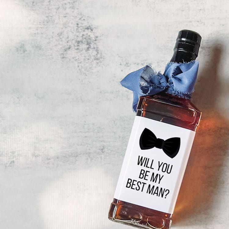 "Best Man Liquor Bottle Label | Will you be my Best Man?" - Bottle Labels in white by The Pretty Little Mess