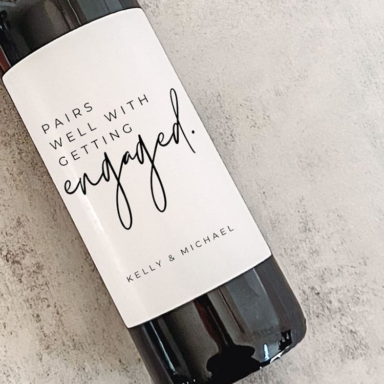 "Personalized Engagement Gift Wine Label" - Bottle Labels in beige by The Pretty Little Mess