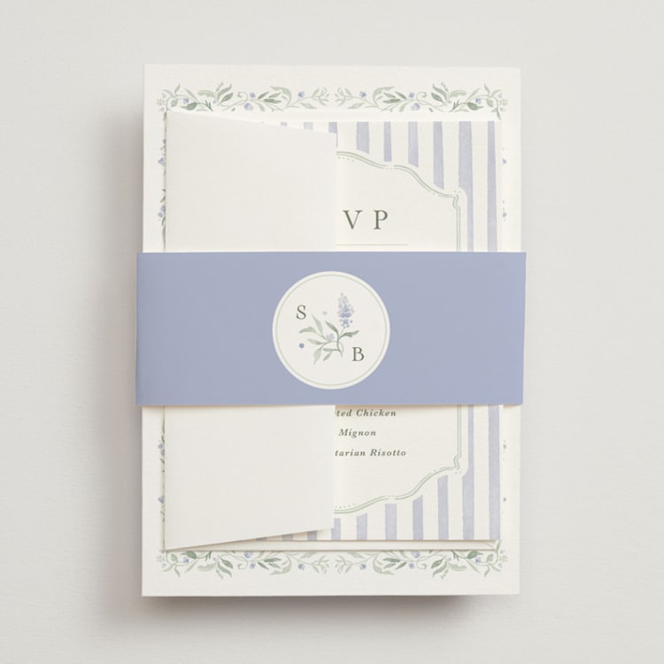 "Delicate Vines" - Belly Bands in Periwinkle by Kristen Smith - Front