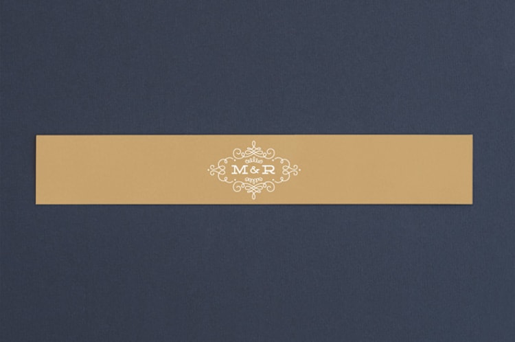 "Ornate Monogram" - Belly Bands in Faux Gold by Kristen Smith - Front