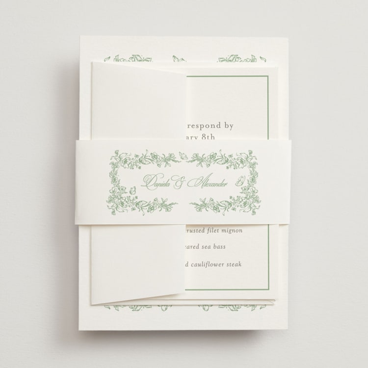 "Romantic Garden" - Belly Bands in Mint by Melinda Denison - Front