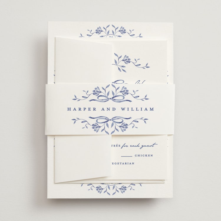"Daisy Toile" - Belly Bands in Blue Willow by Susan Zinader - Front