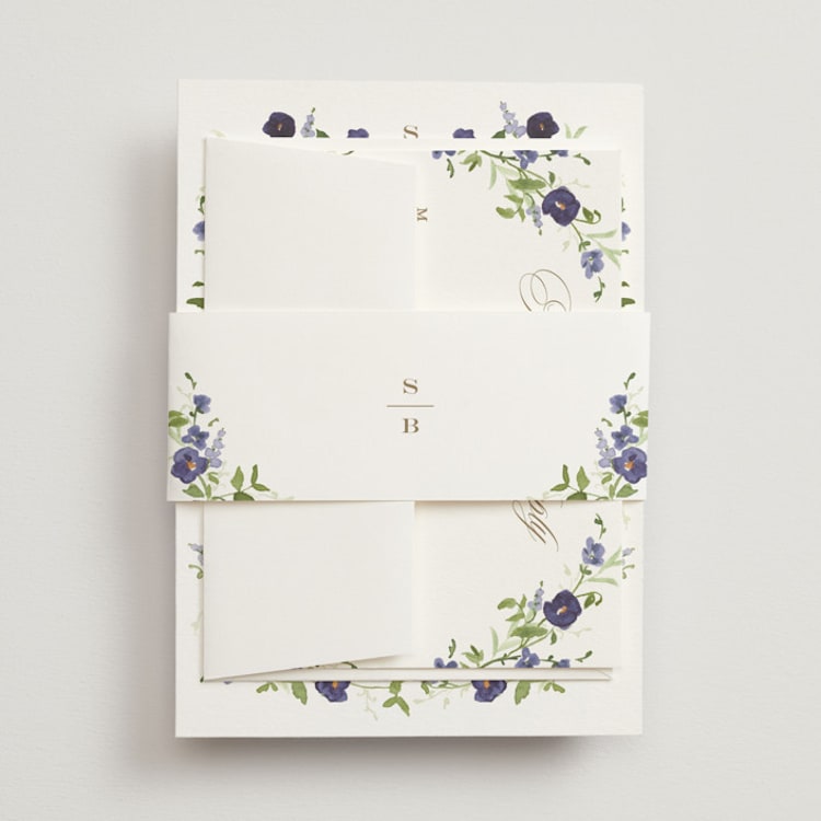 "Wildflower Trellis" - Belly Bands in Iris by Everett Paper Goods - Front