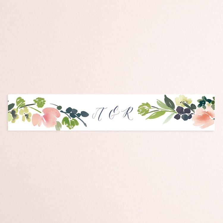 "Watercolor Wreath" - Belly Bands in Grapefruit by Yao Cheng Design - Front