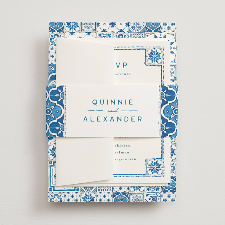 "watercolor tile" - Belly Bands in Navy by Anastasia Makarova - Front