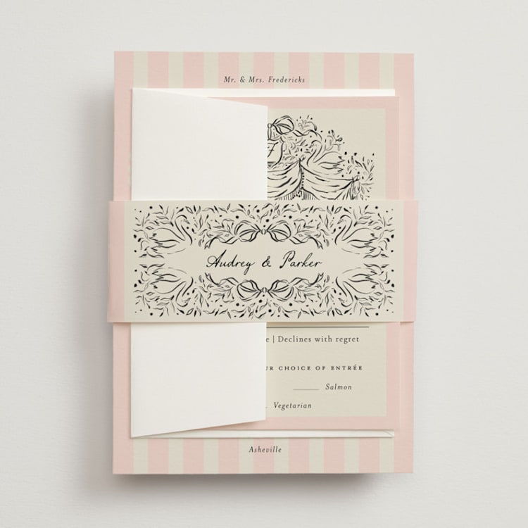 "Hand Illustrated Crest" - Belly Bands in Peony by Jackie Crawford - Front