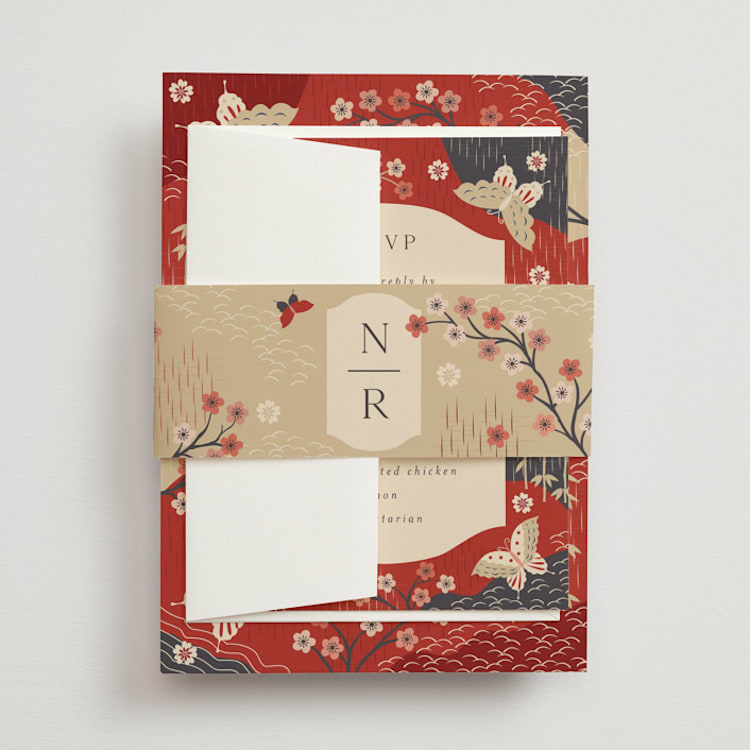 "Japanese Textile" - Belly Bands in Rose by Jennifer Holbrook - Front