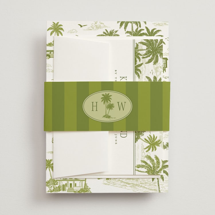 "BeachToile" - Belly Bands in Palm by Jenna Holcomb - Front