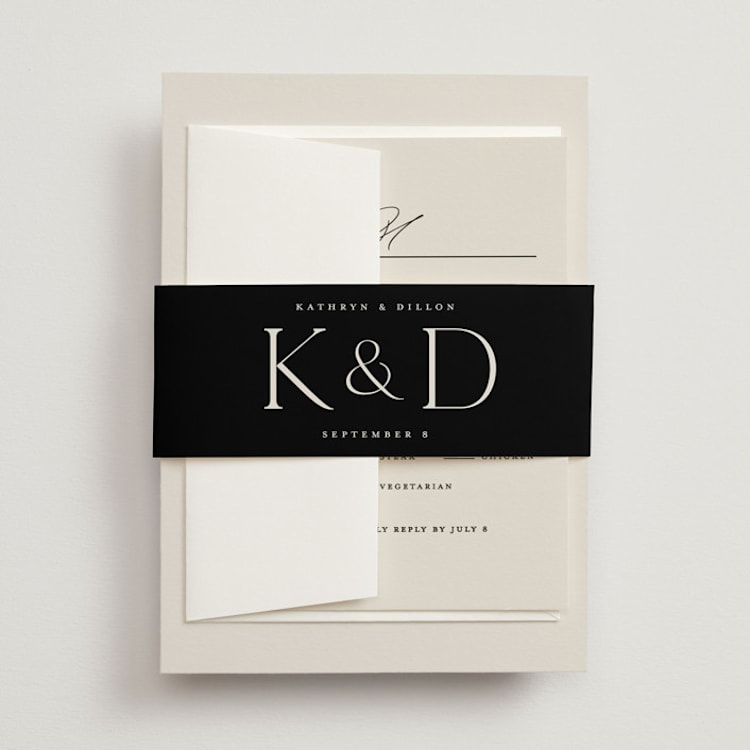 "Modern Monogram" - Belly Bands in Ecru by Erica Krystek - Front