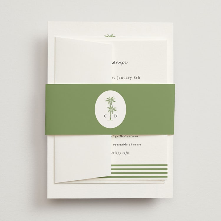 "Palm Monogram" - Belly Bands in Leaf by Olivia Raufman - Front