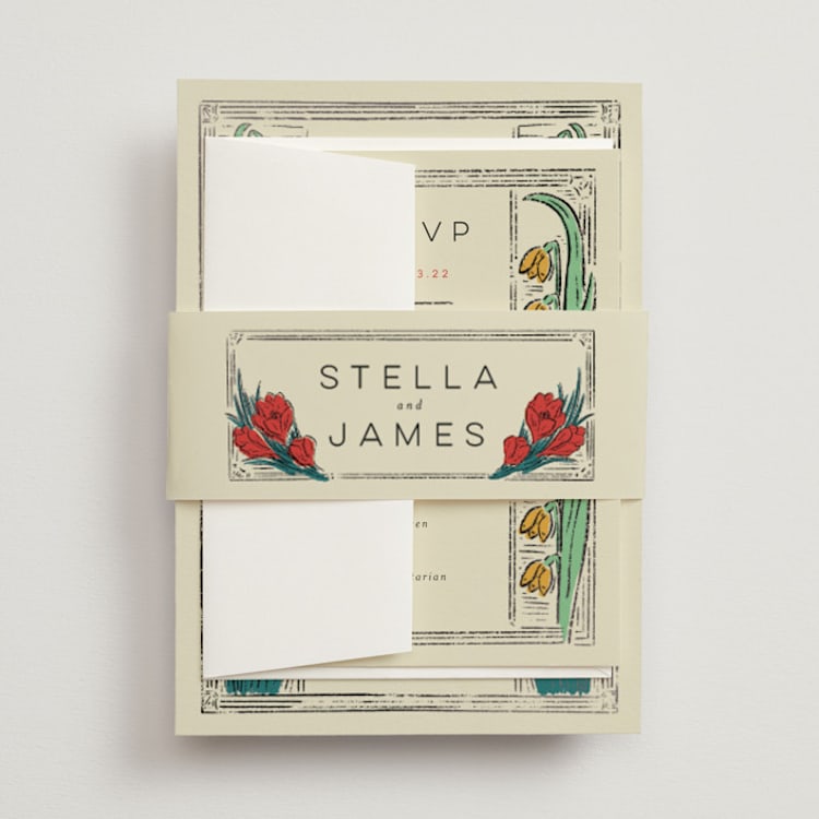 "Deco Spring Florals" - Belly Bands in Birch by Shiny Penny Studio - Front