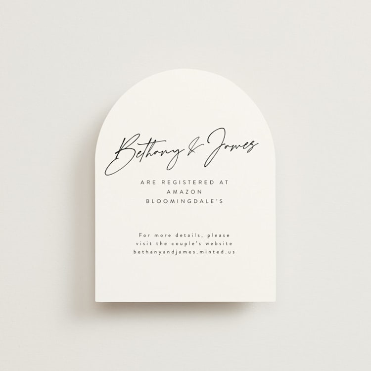 "Signed" - Bridal Shower Insert Cards in Snow by Nicoletta Savod - Front