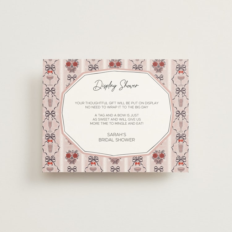 "Bridal Shower Wallpaper" - Bridal Shower Insert Cards in Pink Petals by Hanna Symonovych - Front