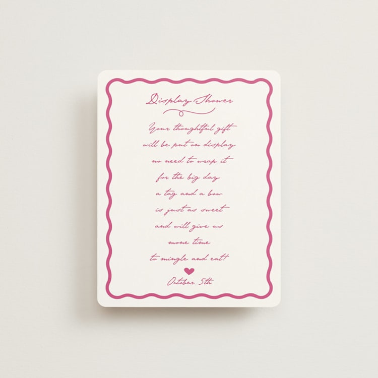 "Le Cake" - Bridal Shower Insert Cards in Azalea by Tina Faselli - Front