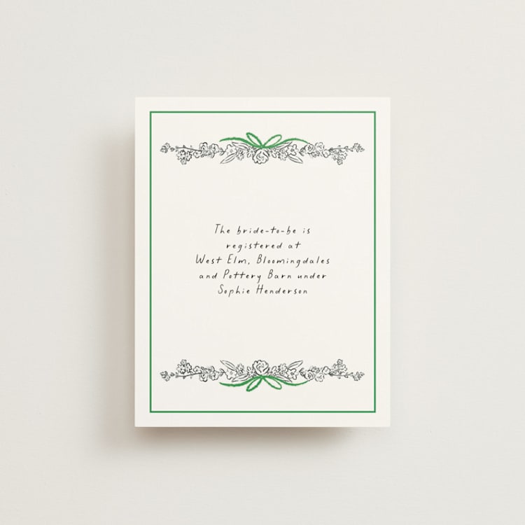 "Tied Bouquet" - Bridal Shower Insert Cards in Lawn by mo kelley - Front