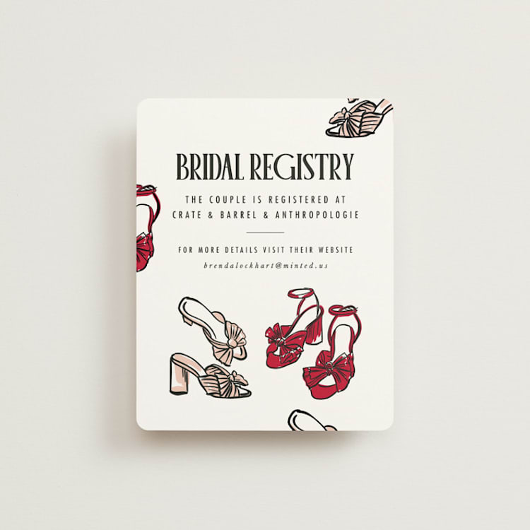 "Maraschino" - Bridal Shower Insert Cards in Cherry by Nazia Hyder - Front