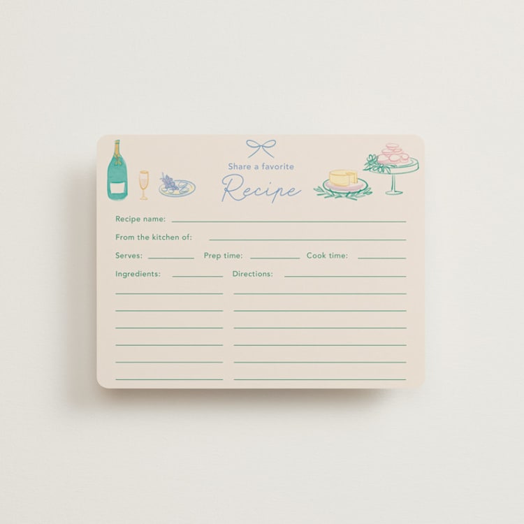 "Dining" - Bridal Shower Insert Cards in Pastel by Elly - Front