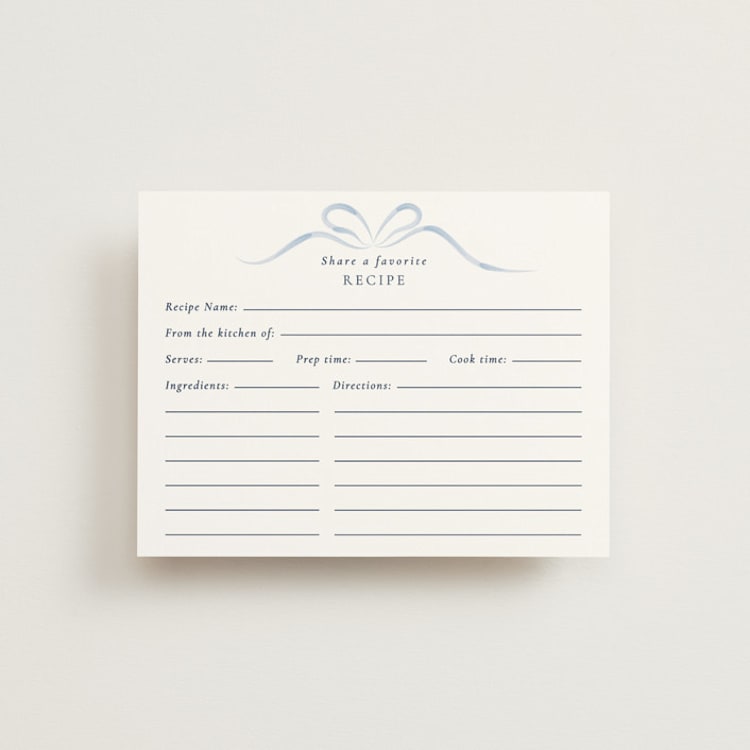 "Bow" - Bridal Shower Insert Cards in Dusty Blue by Corinne Malesic - Front