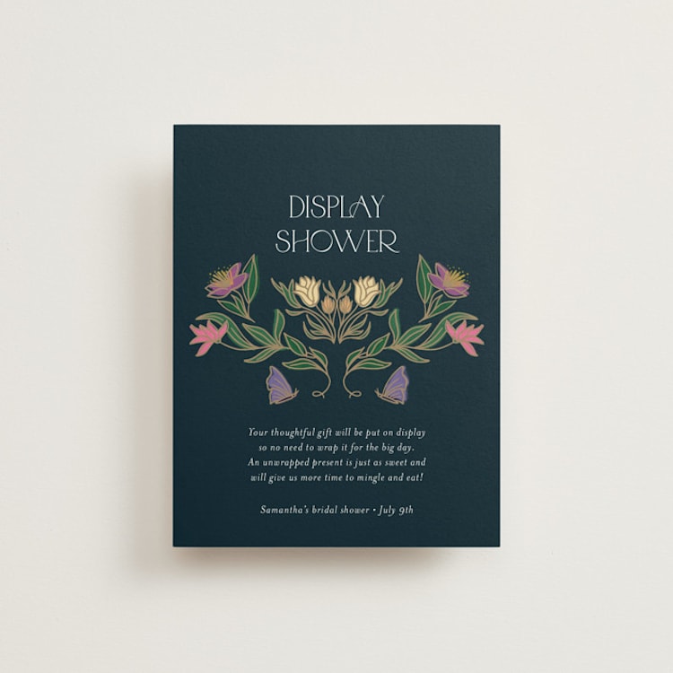 "Gilded Tapestry" - Bridal Shower Insert Cards in Midnight Garden by Simona Camp - Front