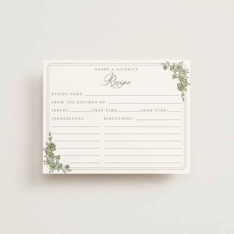"watercolor flowers crest" - Bridal Shower Insert Cards in Moss by Cass Loh - Front